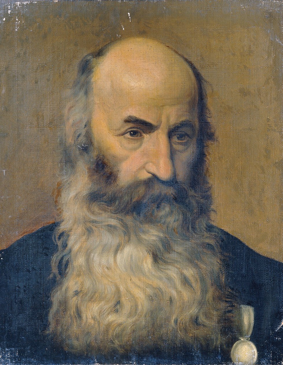 Studiekop van een bebaarde man II door Joseph Hasslwander