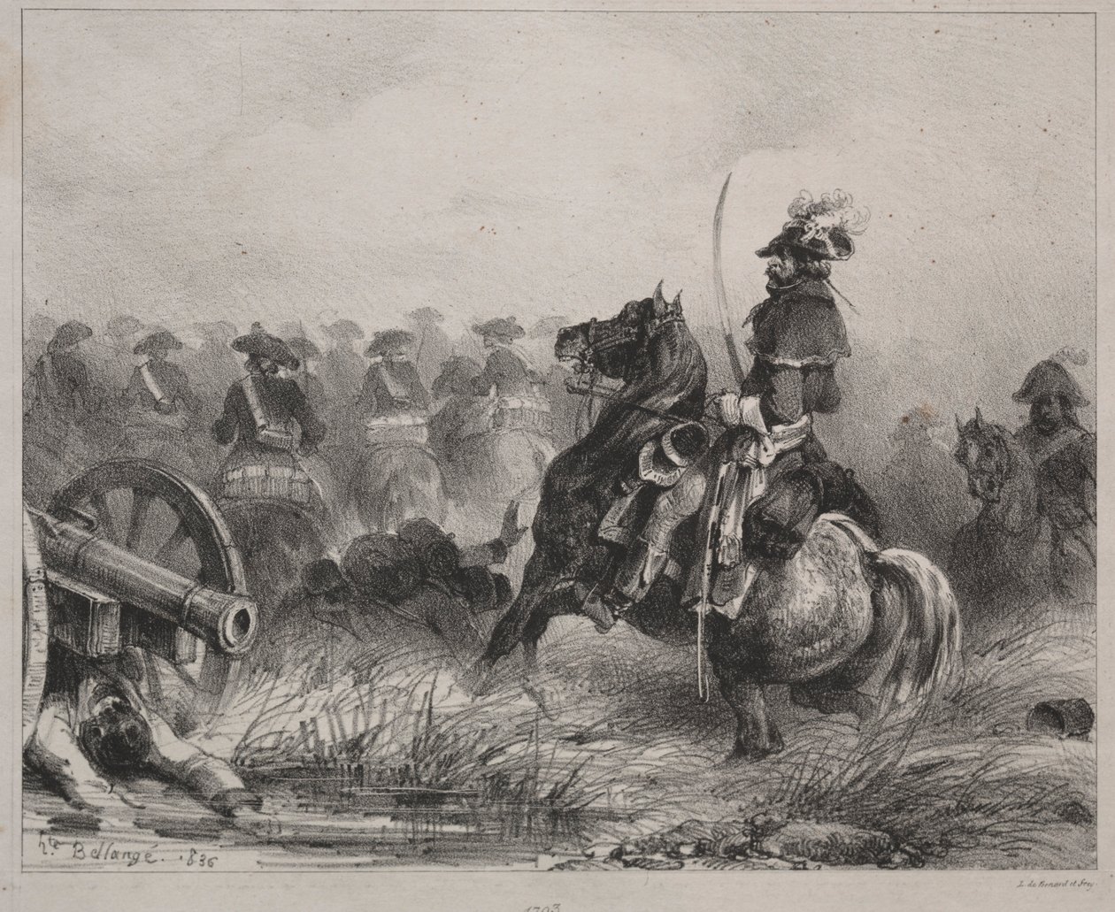 Cavaleriescène, 1836 door Joseph Louis Hippolyte Bellange