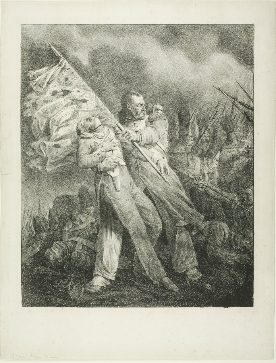 De gewonde vaandeldrager door Joseph Louis Hippolyte Bellange