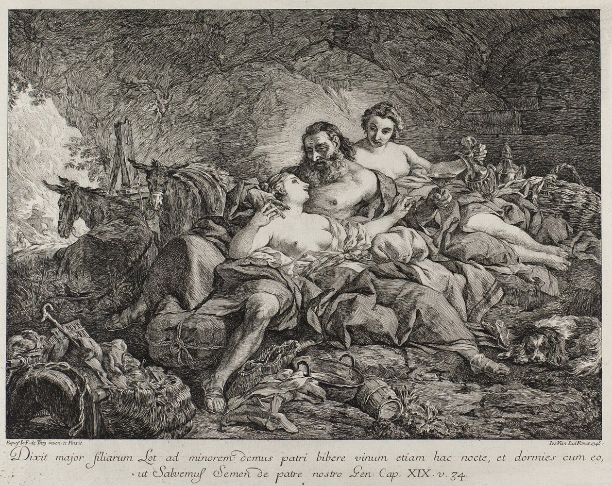 Lot en zijn dochters, 1748 door Joseph Marie Vien