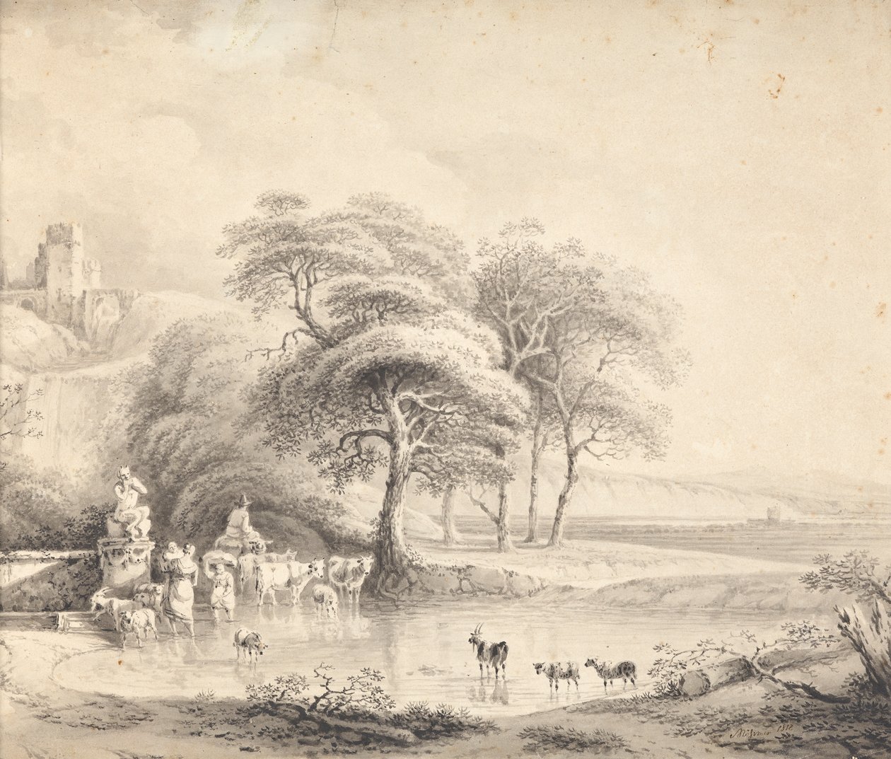 Landschap met doorwaadbare plaats door Joseph Mössmer