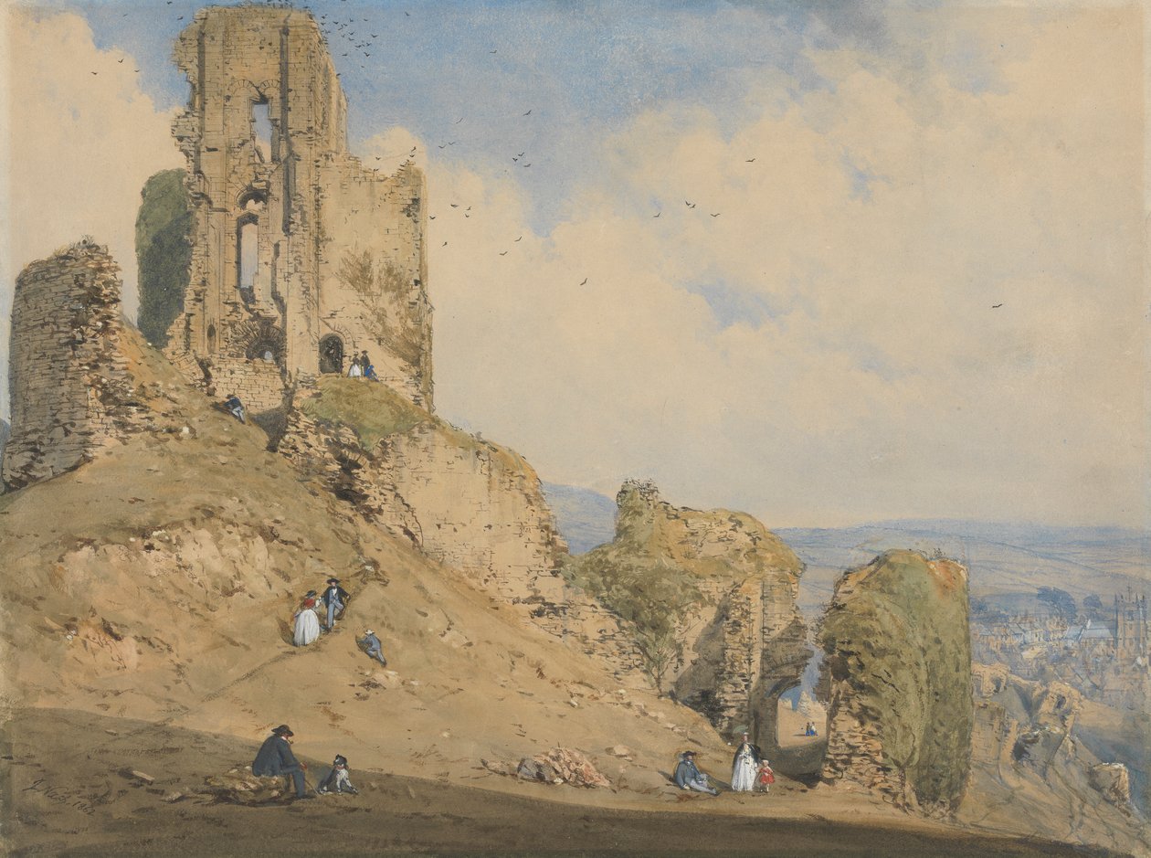 Corfe Kasteel, Dorset door Joseph Nash