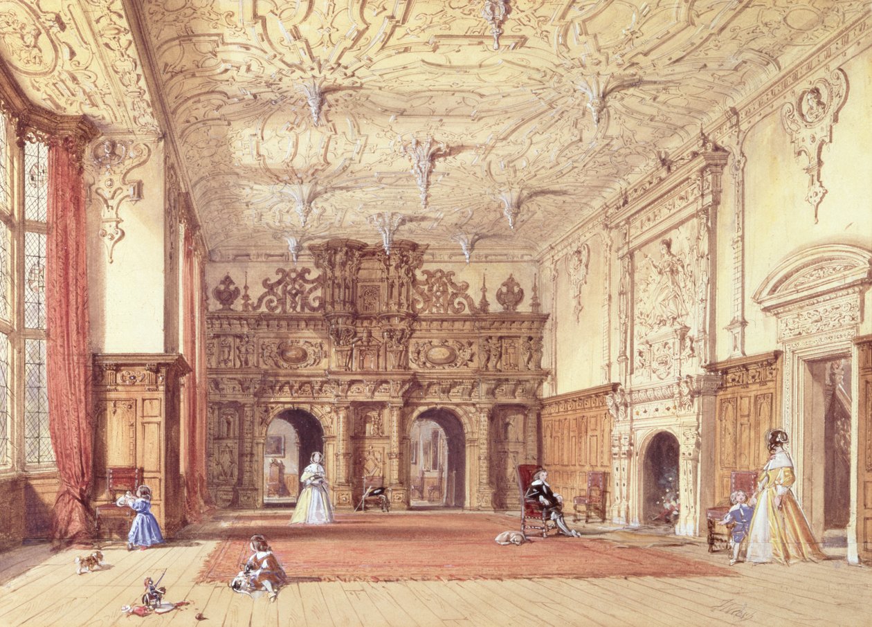 Crewe Hall, Cheshire door Joseph Nash