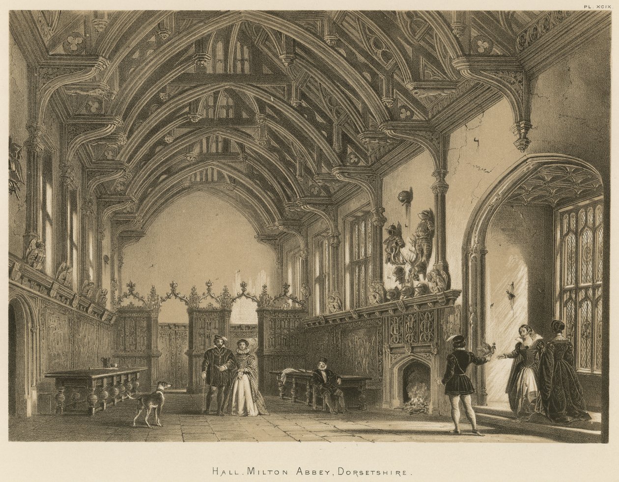 Hal, Milton Abbey, Dorsetshire door Joseph Nash