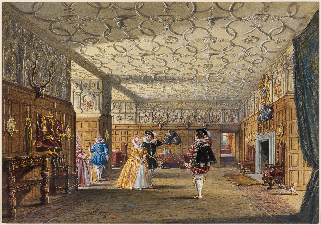De hal, Levens, Westmoreland door Joseph Nash