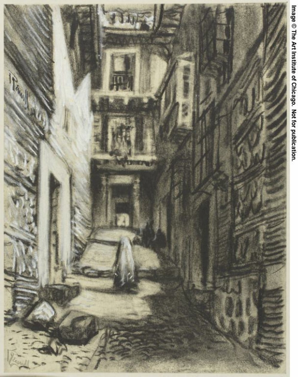 Een straat in Toledo door Joseph Pennell