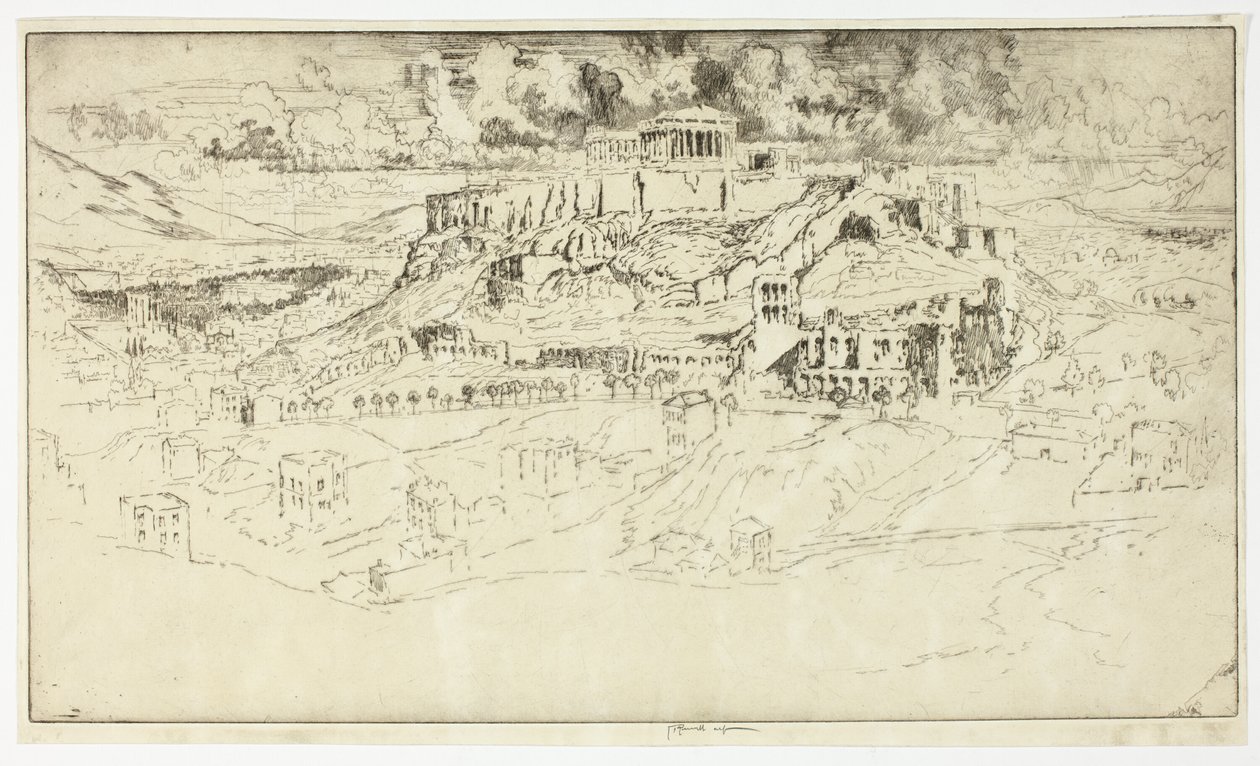 Athene vanaf het graf van Philopotes door Joseph Pennell