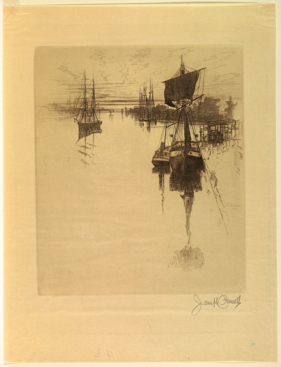 Onder Chestnut Street Brug door Joseph Pennell