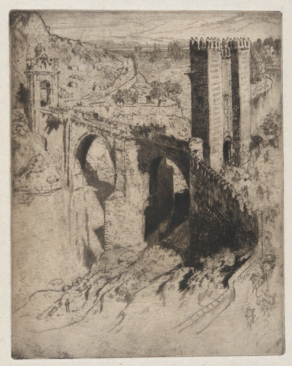 Brug van Alcantara door Joseph Pennell