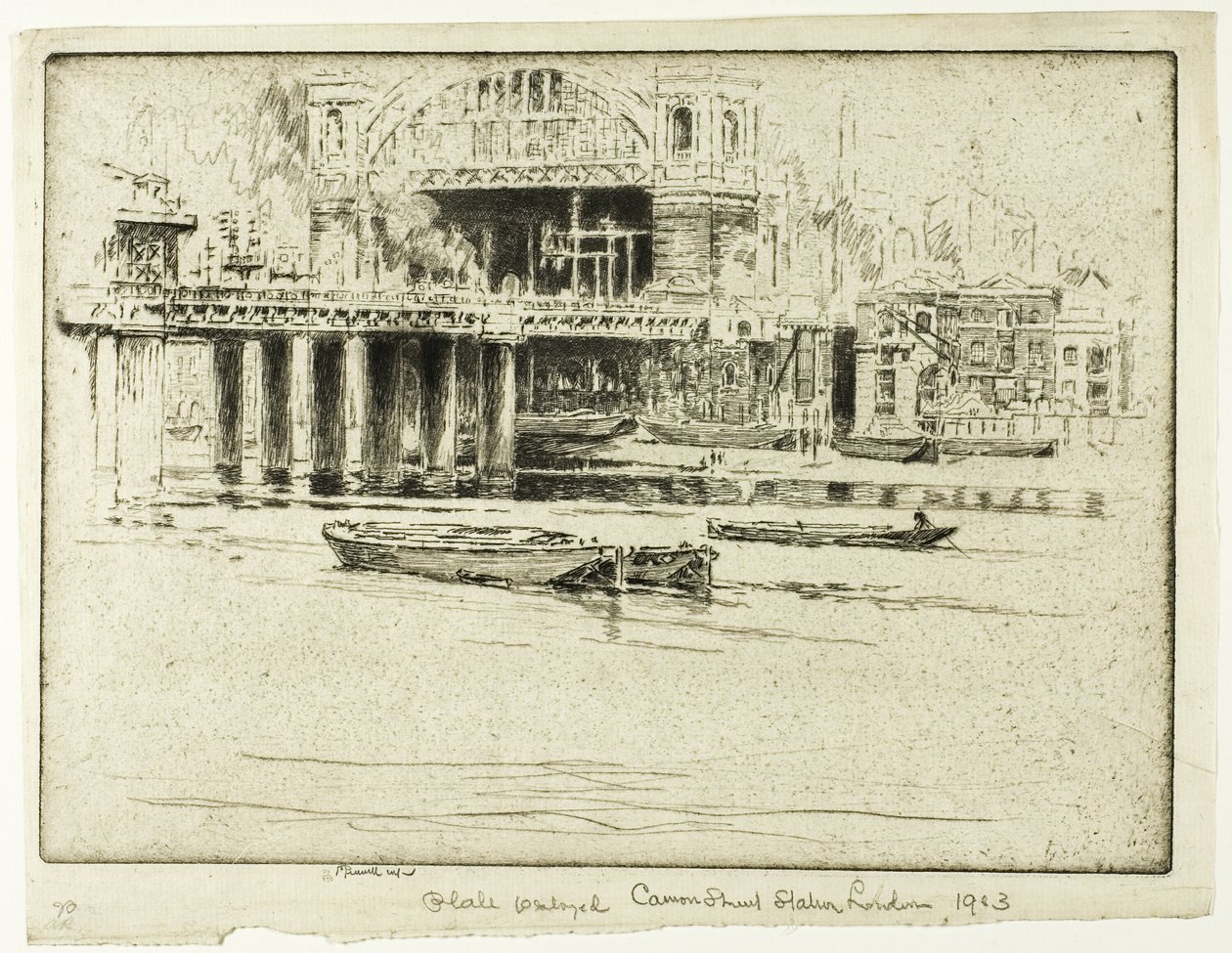 Cannon Street Station, vanaf de Rivier door Joseph Pennell
