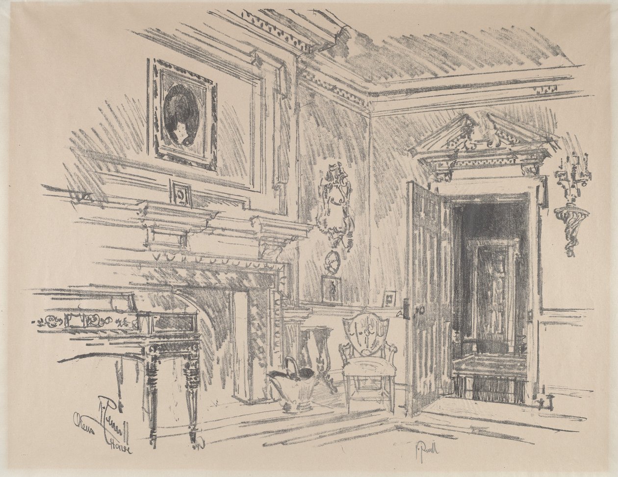 Salon in Cliveden door Joseph Pennell