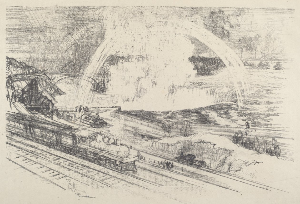Falls Station, Niagara, 1910 door Joseph Pennell