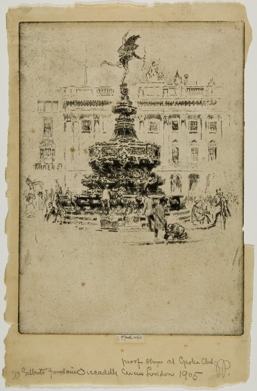 Gilberts Monument, Piccadilly Circus door Joseph Pennell