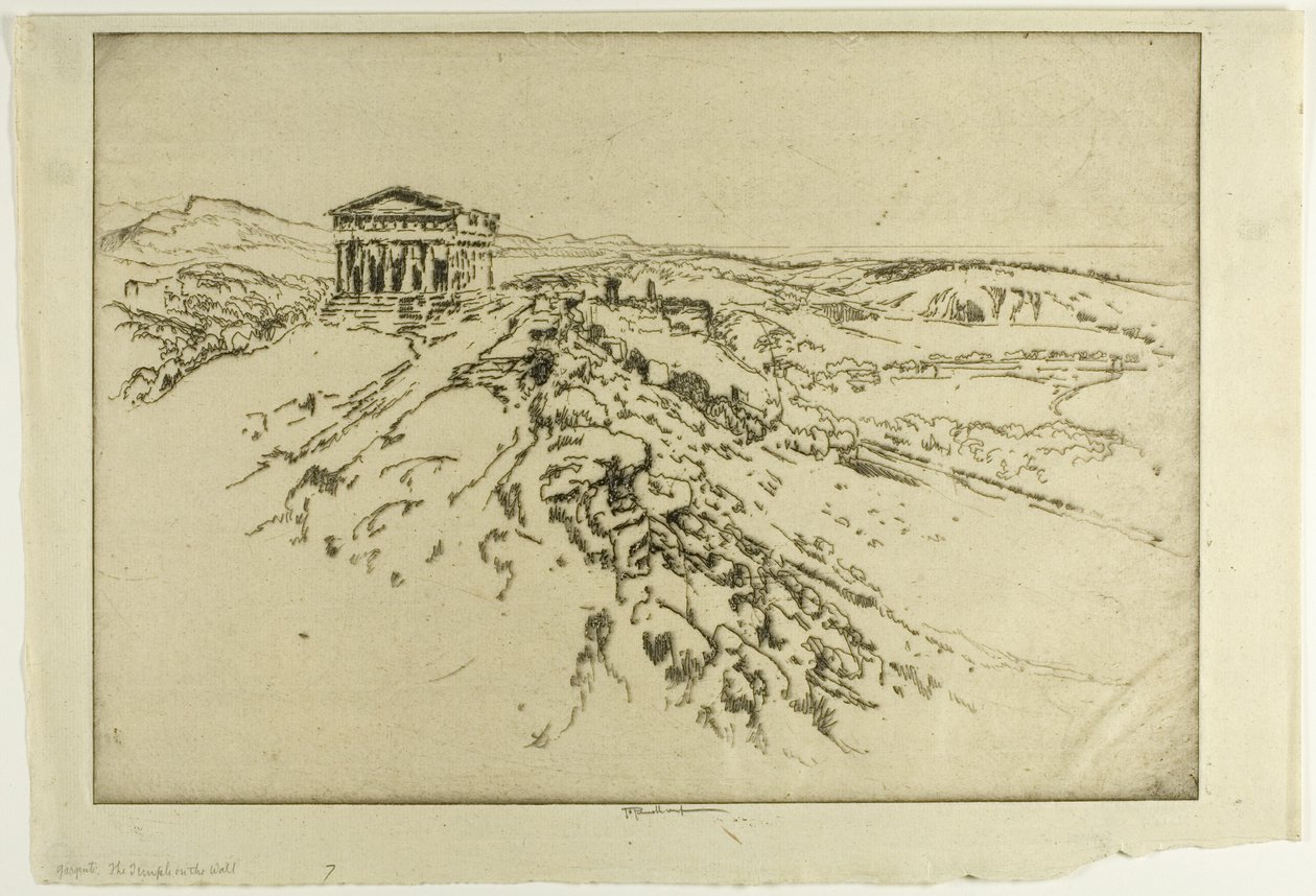 Girgenti, de tempel op de muur door Joseph Pennell