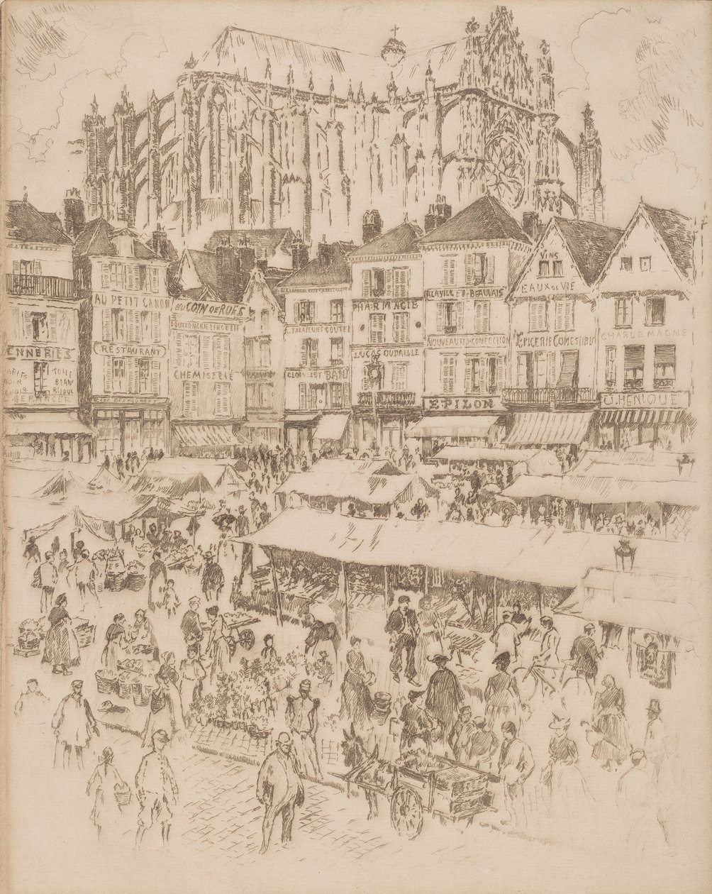 La Place, Beauvais door Joseph Pennell