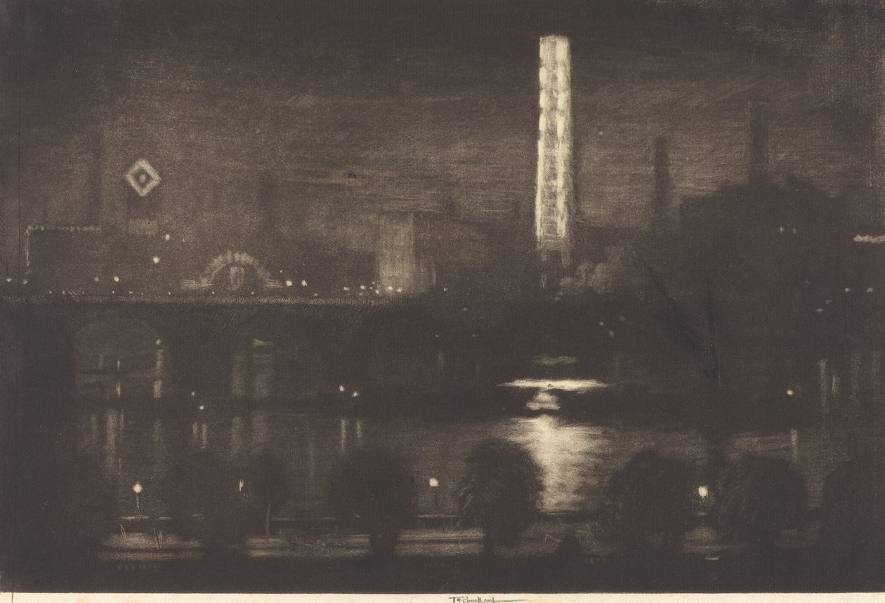 Londense nacht, whisky en thee door Joseph Pennell