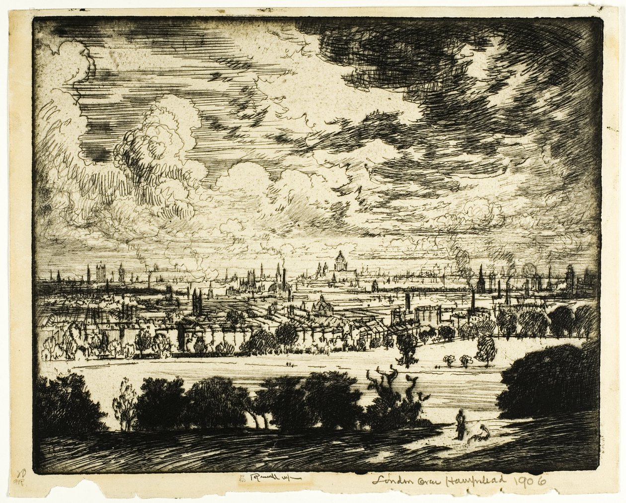 Londen boven Hampstead door Joseph Pennell