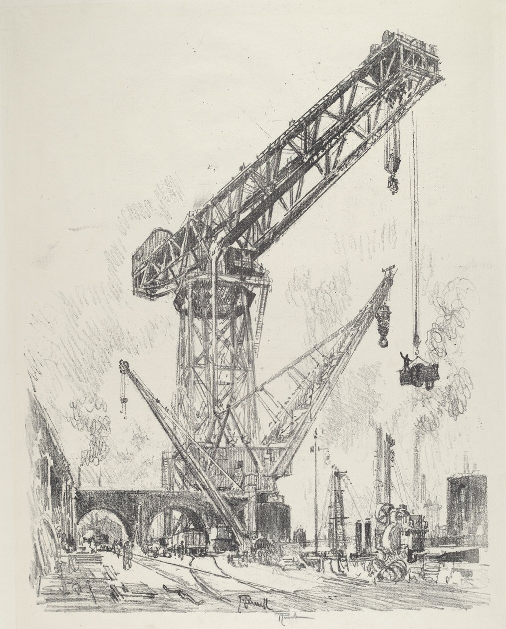 Gemaakt in Duitsland, de Grote Kraan, 1916 door Joseph Pennell