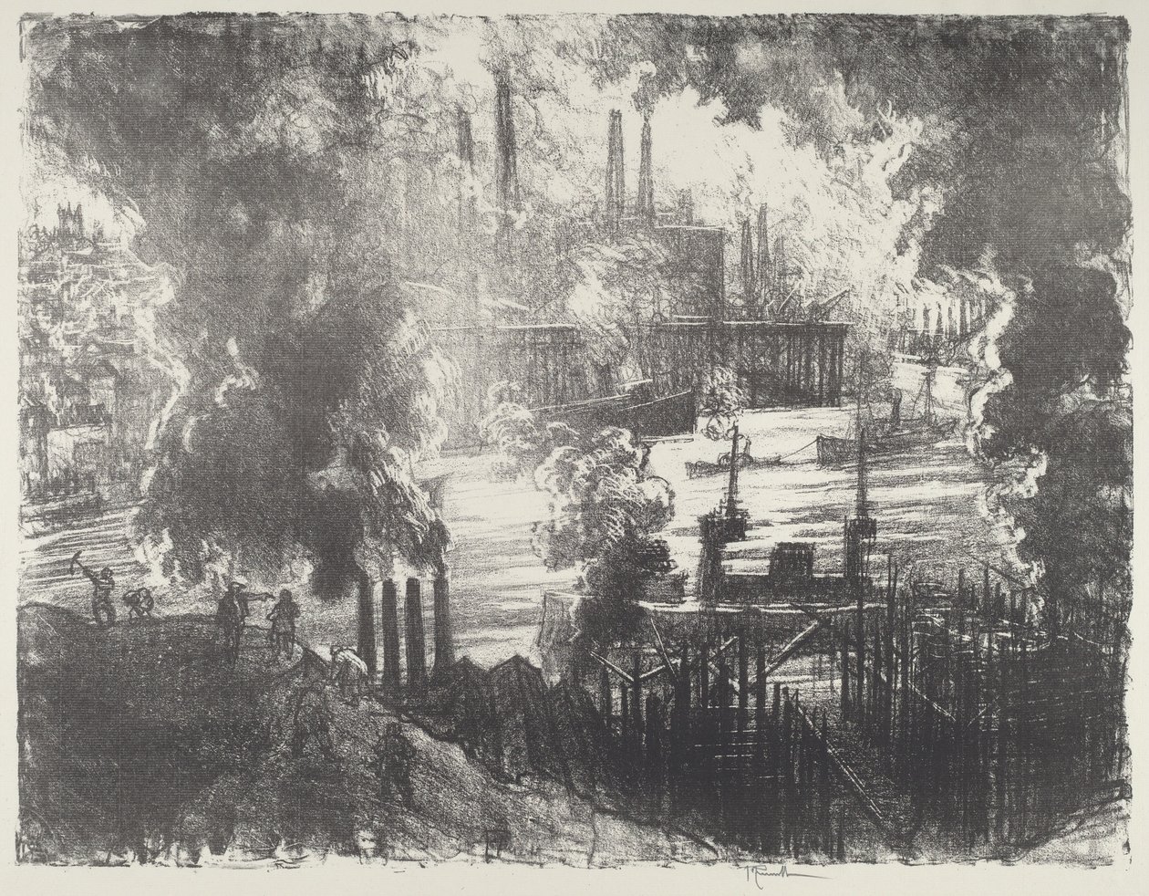 Munitie Rivier door Joseph Pennell