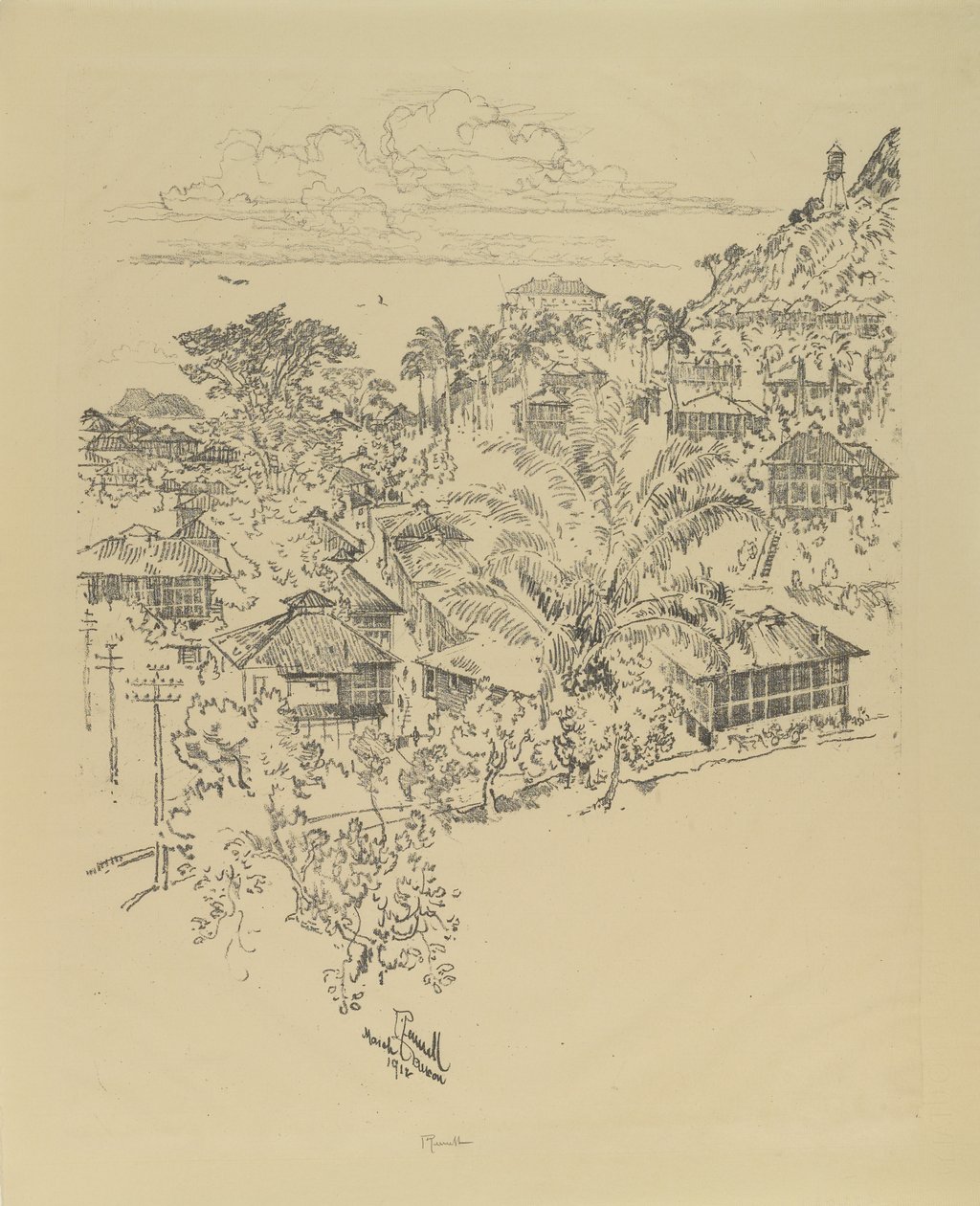 Officiële Ancon. Administratiegebouwen, 1912 door Joseph Pennell