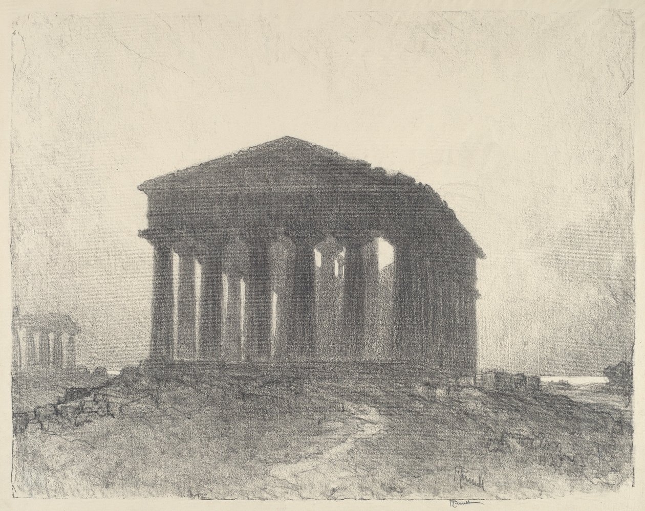 Paestum, Avond door Joseph Pennell