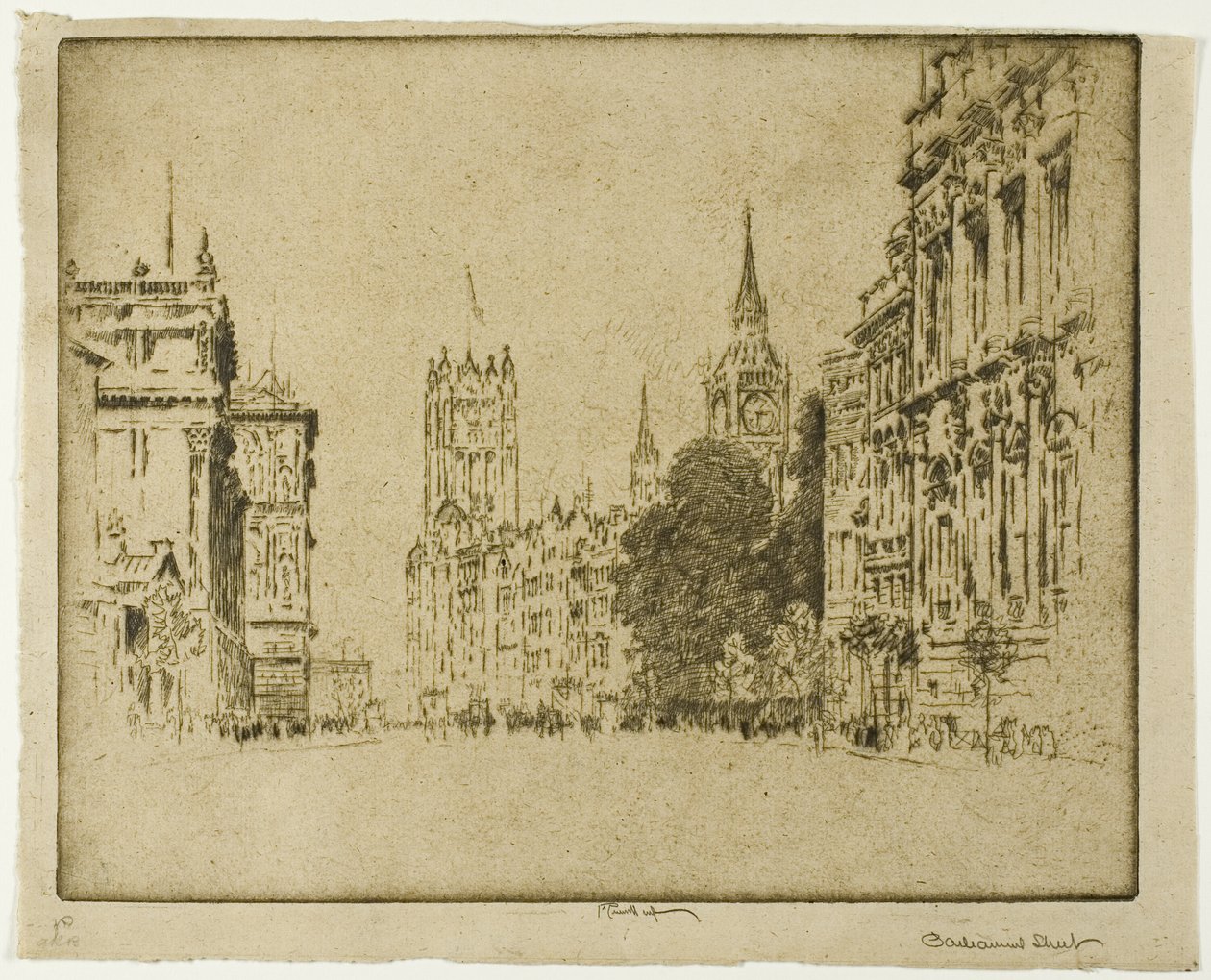 Parliament Street, Westminster door Joseph Pennell