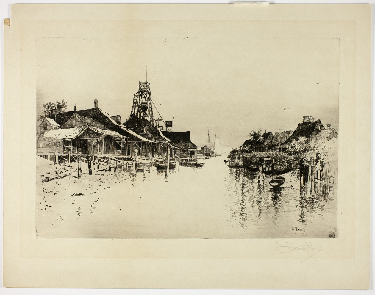 Pilot Town, La. door Joseph Pennell