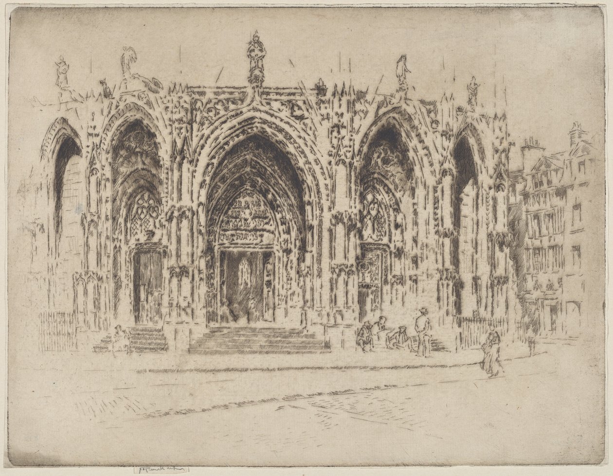 Portiek van San Maclou, Rouen door Joseph Pennell