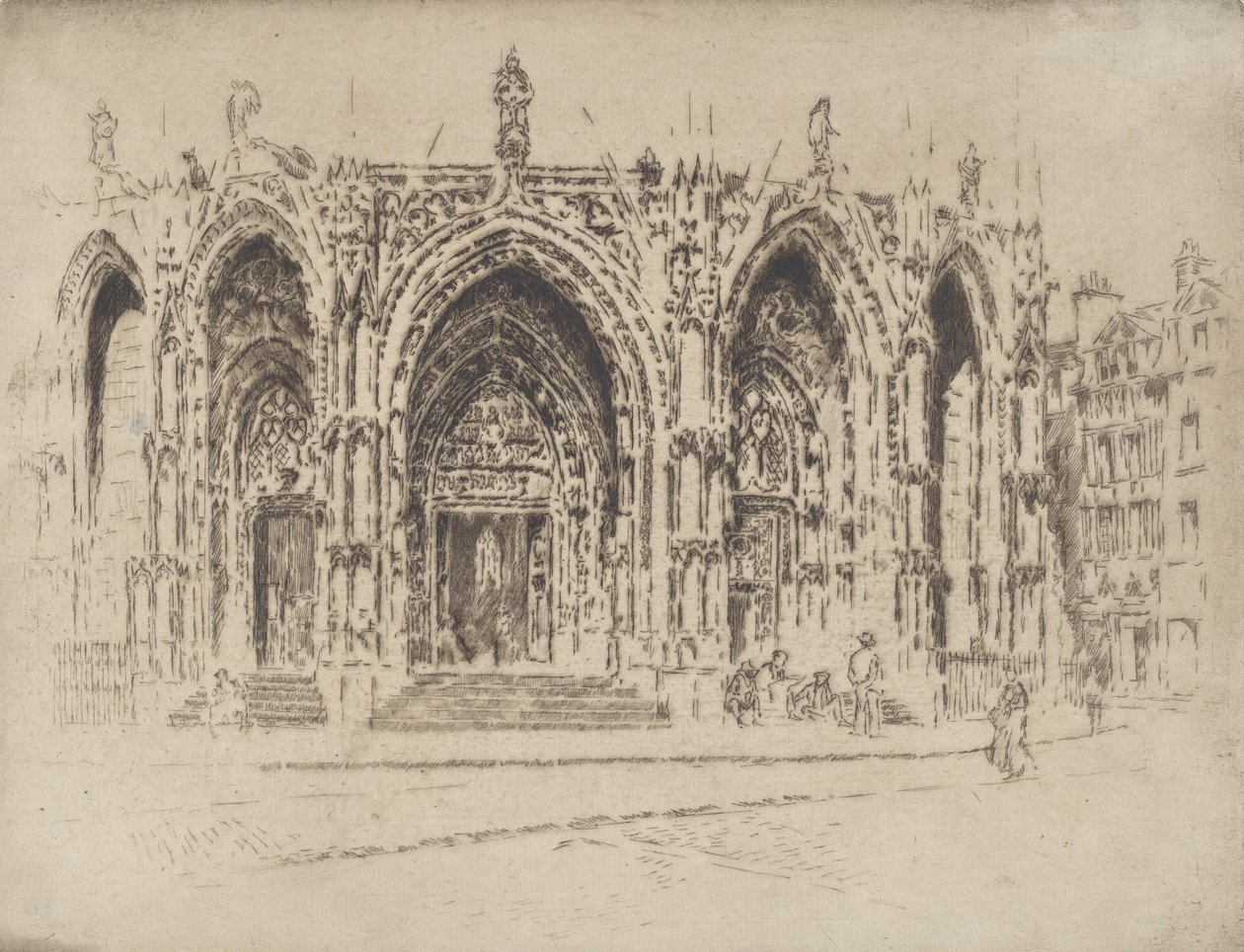 Portiek van San Maclou, Rouen, 1907 door Joseph Pennell