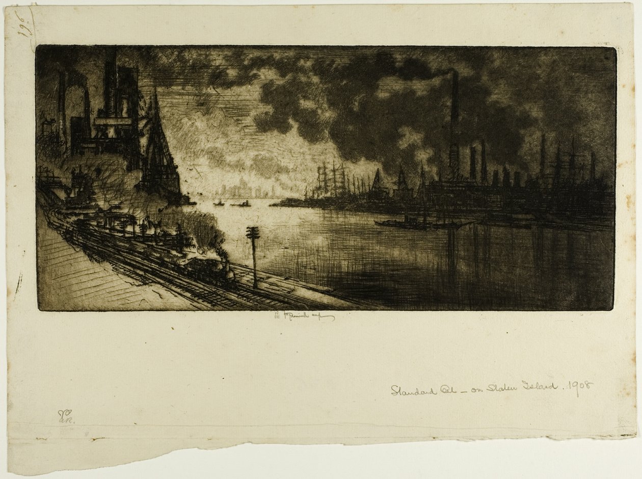 Standard Oil, Staten Island door Joseph Pennell