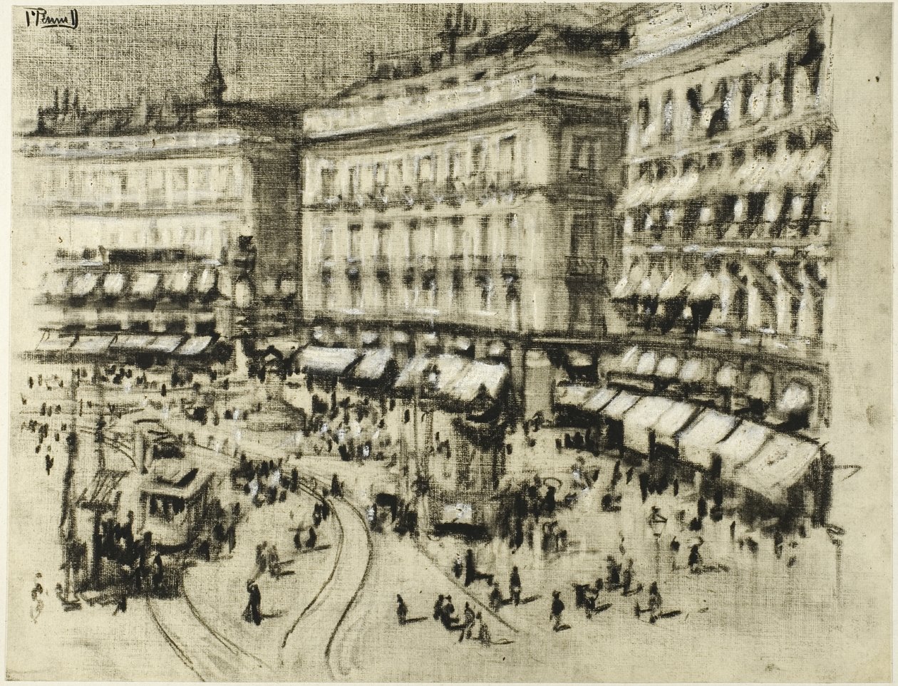 Zomerdag in Madrid door Joseph Pennell