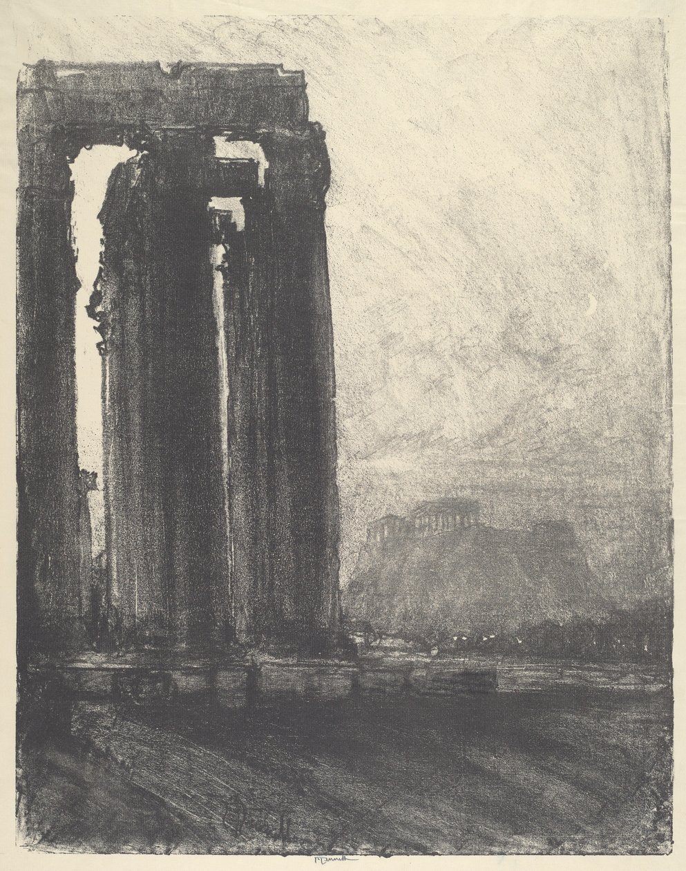 Tempel van Jupiter, Avond door Joseph Pennell