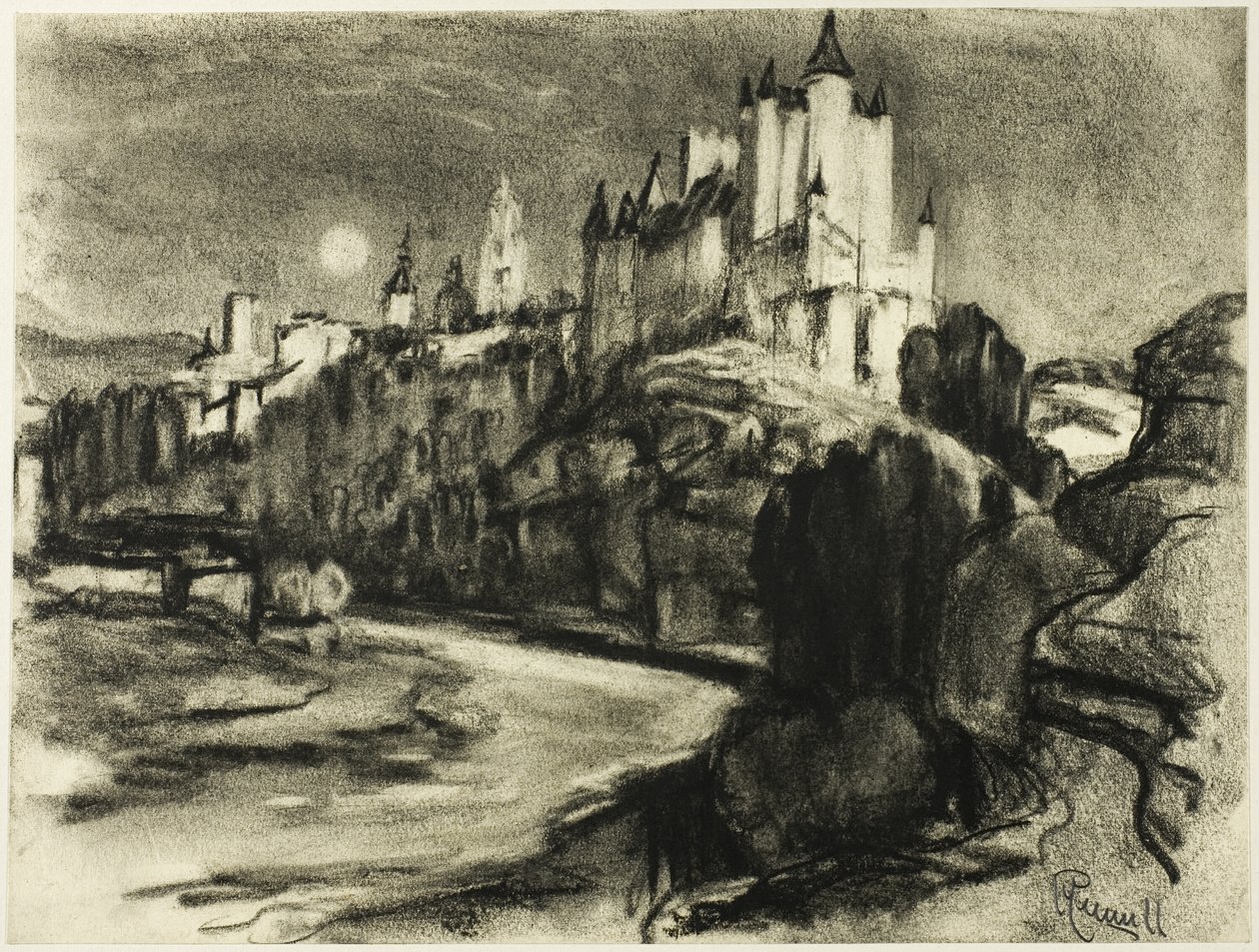 Het Alcazar, Segovia door Joseph Pennell
