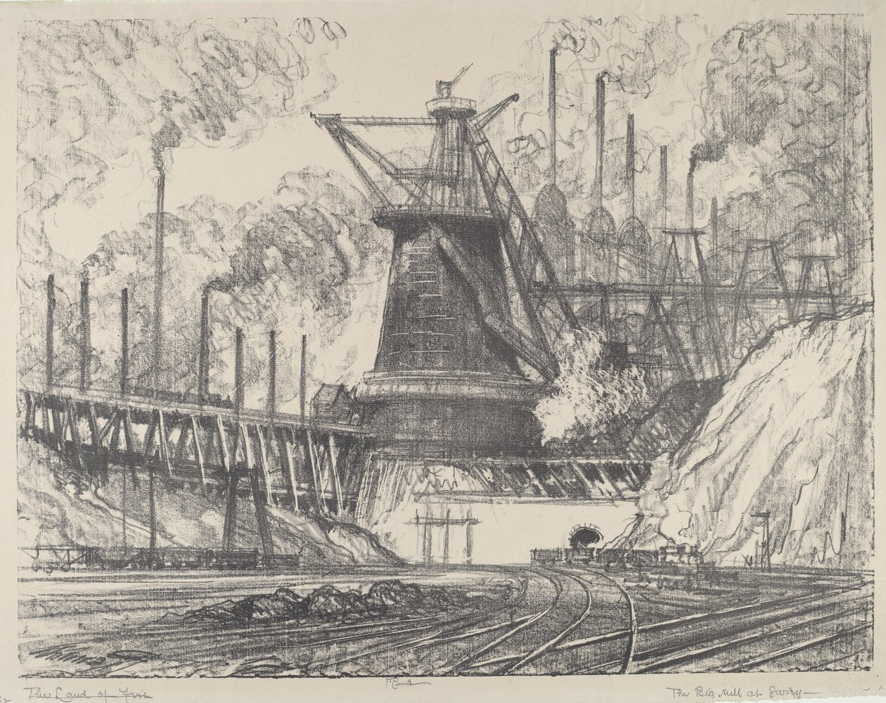De Grote Molen, Gary, Indiana, 1914 door Joseph Pennell