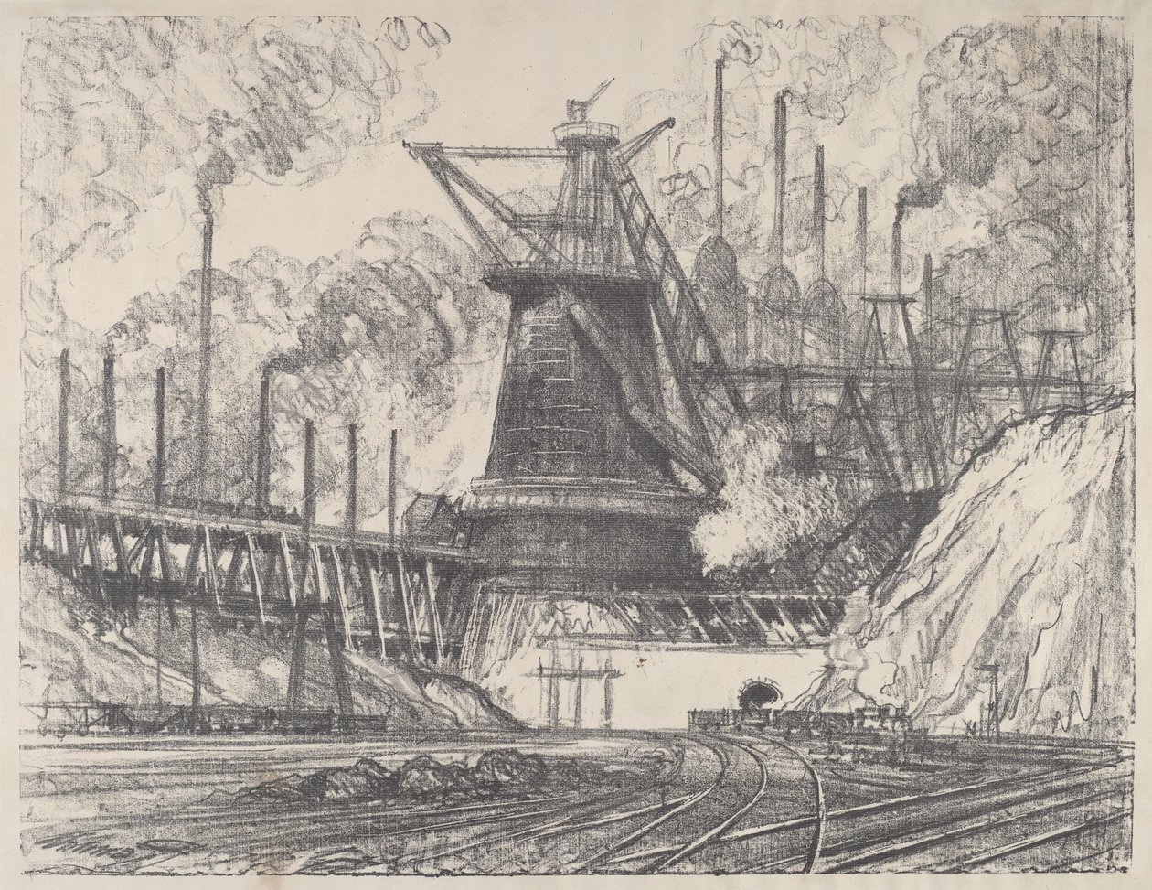 De Grote Molen, Gary, Indiana, 1915 door Joseph Pennell