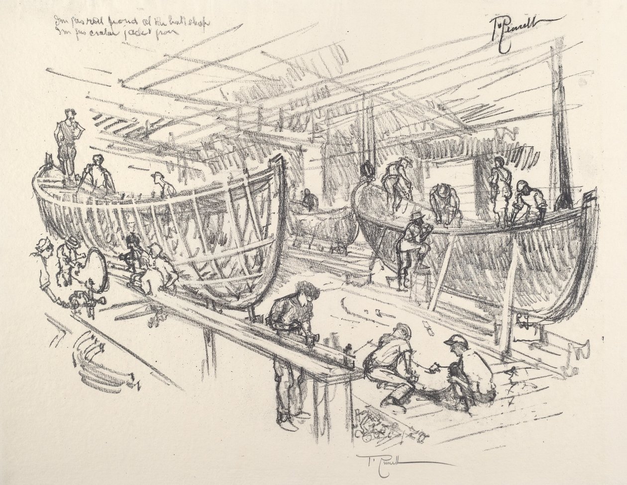 De Bootbouwers door Joseph Pennell
