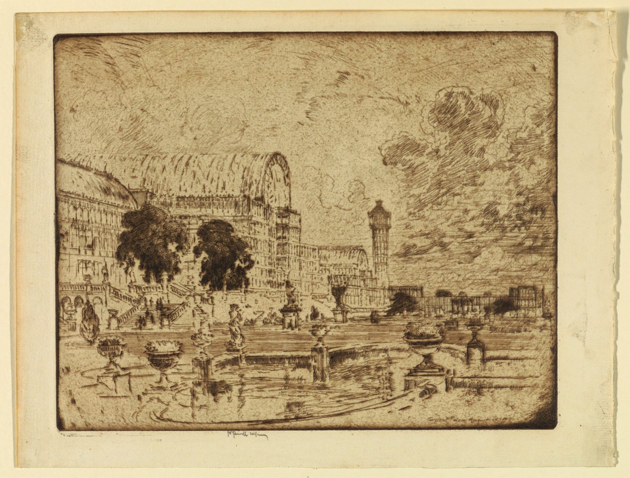 Het Crystal Palace, Londen door Joseph Pennell