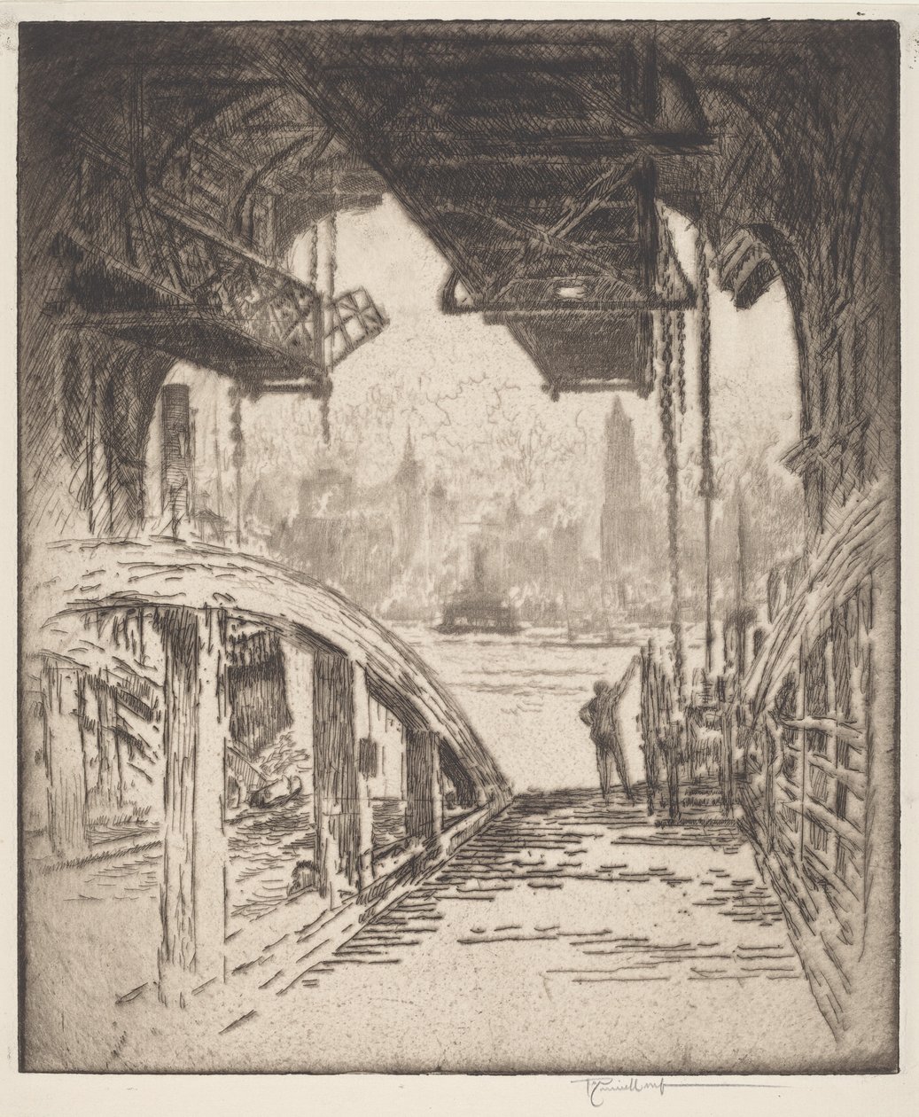 Het Veerhuis door Joseph Pennell