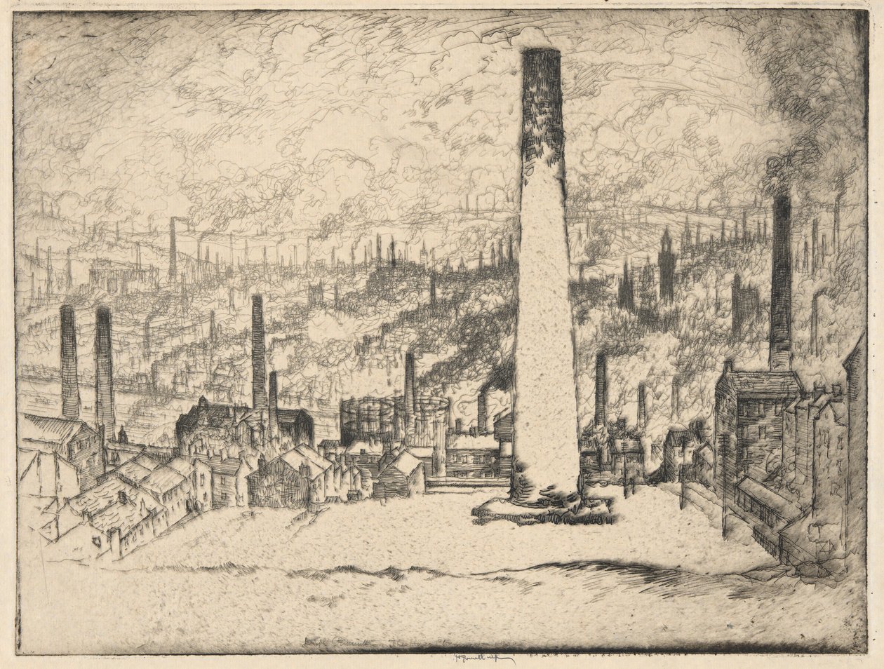 De Grote Schoorsteen, Bradford door Joseph Pennell