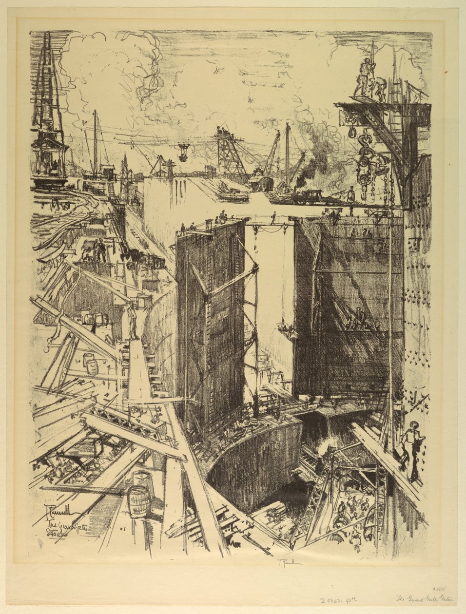 De sluispoort, Gatun door Joseph Pennell