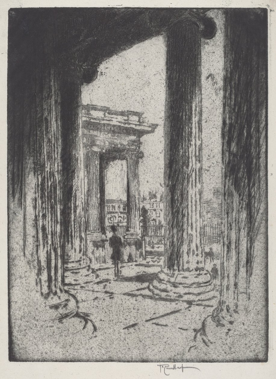 Het Portiek, British Museum door Joseph Pennell