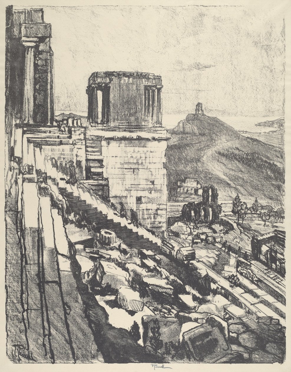 De Tempel van Nike, Athene door Joseph Pennell
