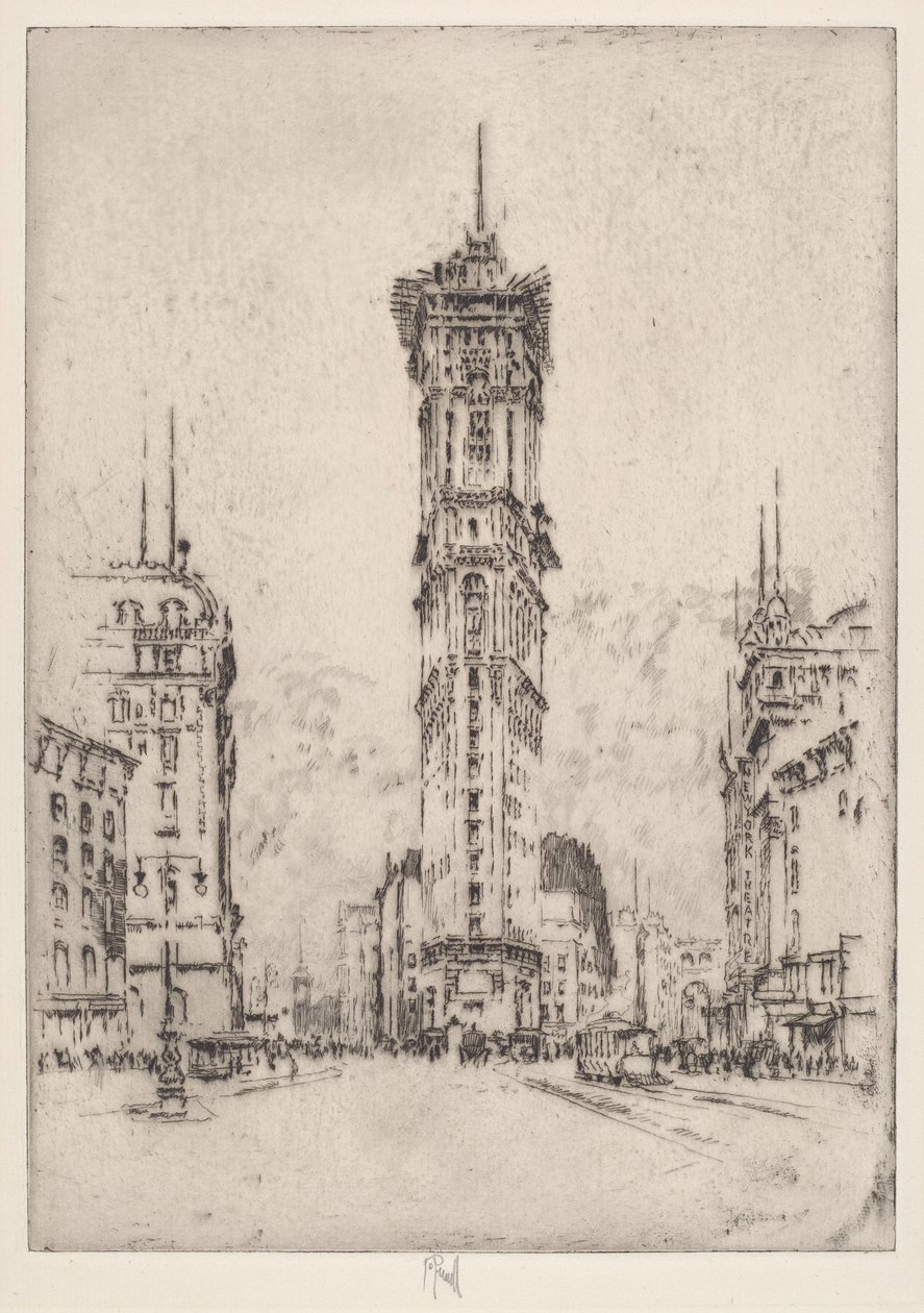 Het Times Gebouw door Joseph Pennell