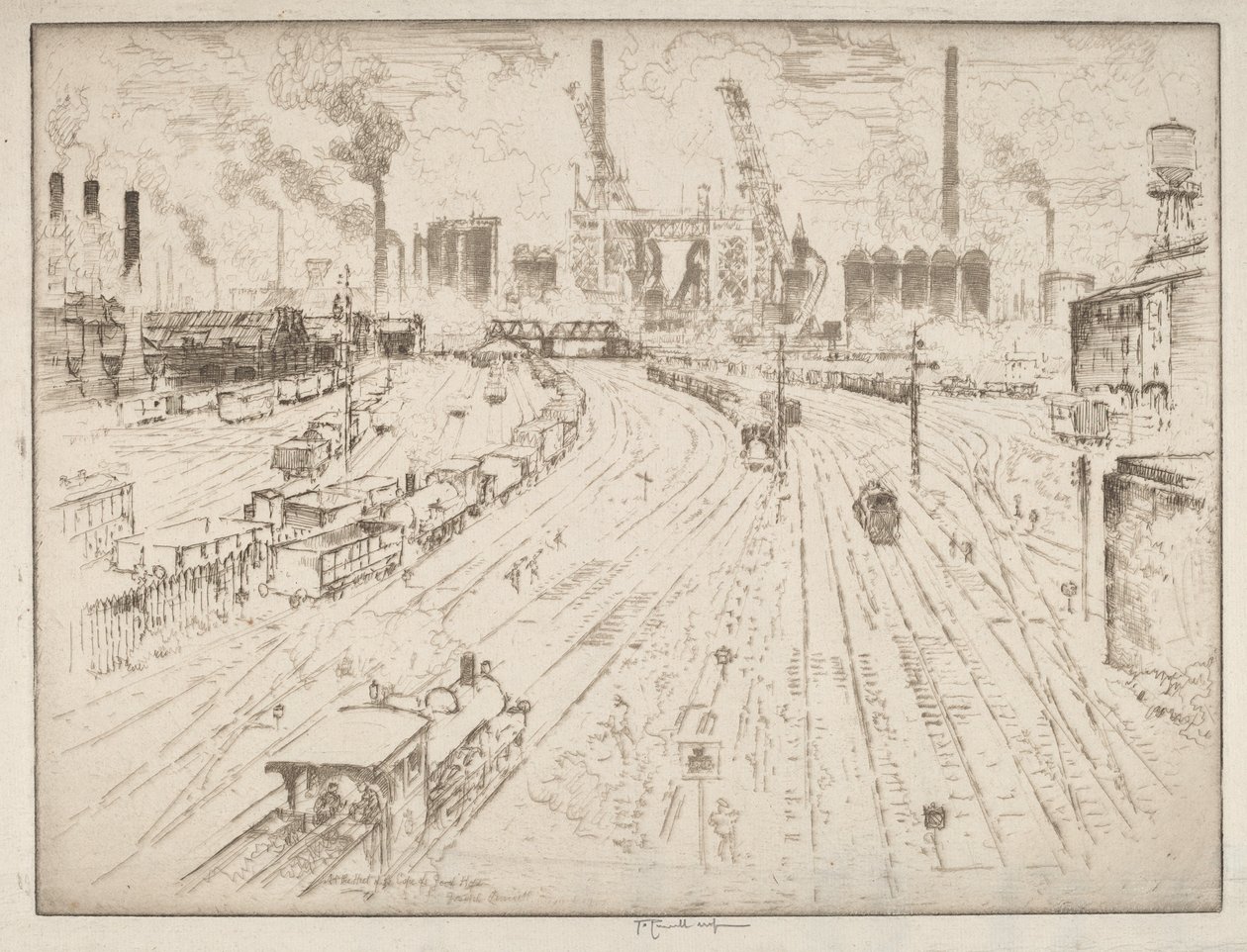 Spoorwegen, Oberhausen door Joseph Pennell