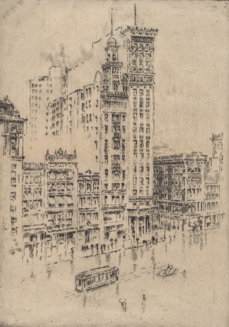 Union Square, regenachtige dag door Joseph Pennell
