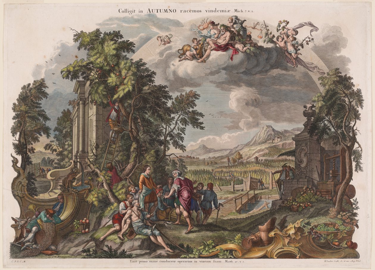Herfst door Joseph Sebastian Klauber, Johann Baptist Klauber, after Johann Wolfgang Baumgartner