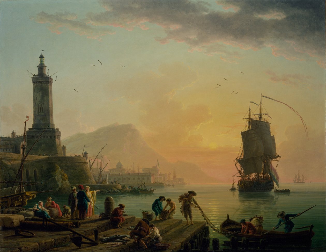 Rust in een mediterrane haven door Joseph Vernet