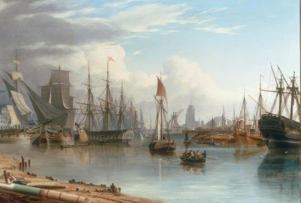 Uitzicht op de drijvende haven, Bristol door Joseph Walter