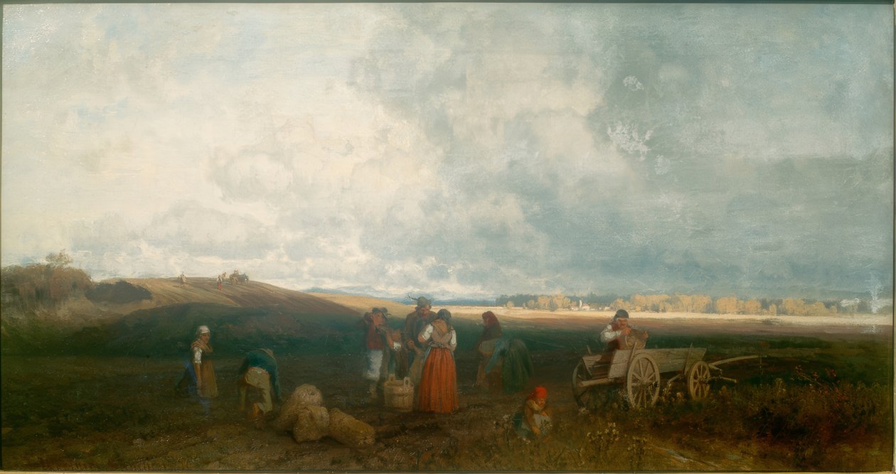 Aardappeloogst in Chiemgau door Joseph Wopfner