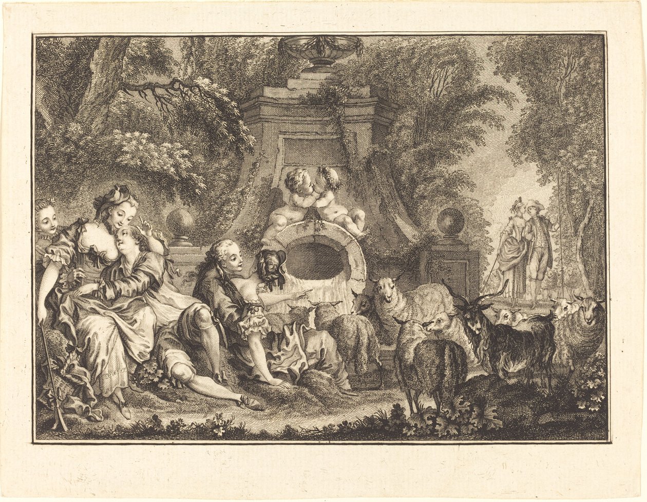 Plattelandsplezier door Joseph de Longueil after Charles Eisen